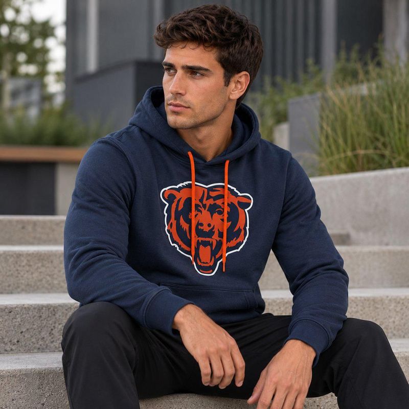 Sudadera Hoodie NFL Chicago Bears Manga Larga Azul Marino Hombre