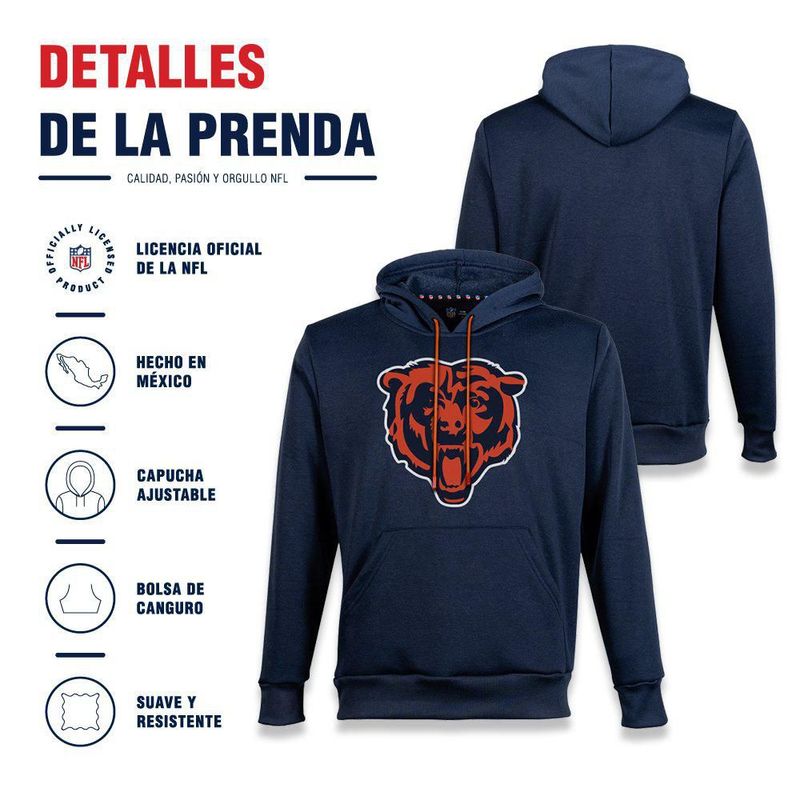 Sudadera Hoodie NFL Chicago Bears Manga Larga Azul Marino Hombre