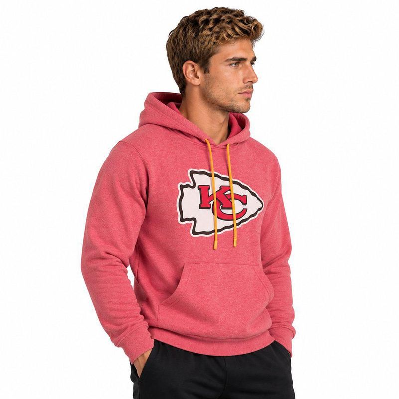 Sudadera Hoodie NFL Kansas City Chiefs Manga Larga Rojo Jaspe Hombre