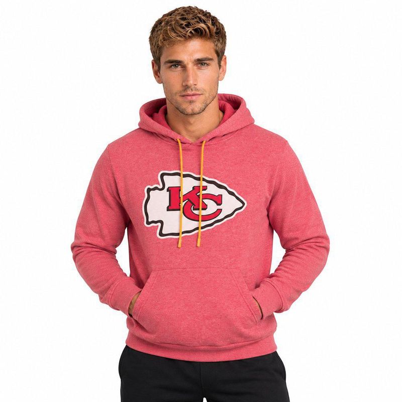 Sudadera Hoodie NFL Kansas City Chiefs Manga Larga Rojo Jaspe Hombre