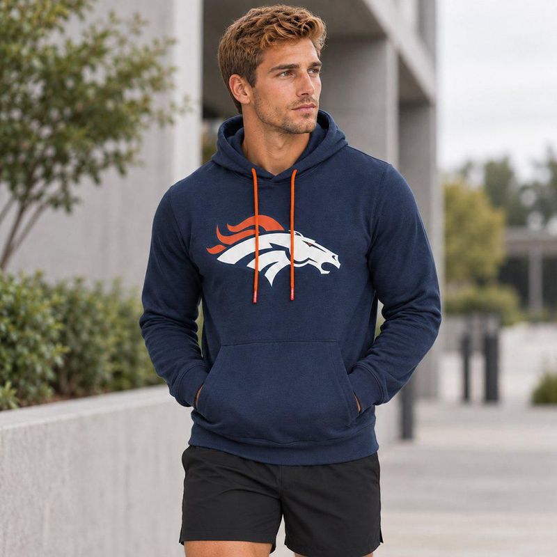 Sudadera Hoodie NFL Denver Broncos Manga Larga Azul Marino Hombre