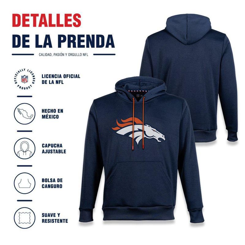 Sudadera Hoodie NFL Denver Broncos Manga Larga Azul Marino Hombre