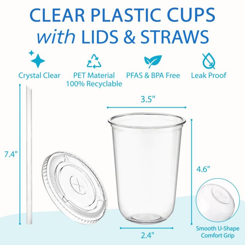 Vasos Alterf 425 ml – paquete de 25 con tapas y pajillas