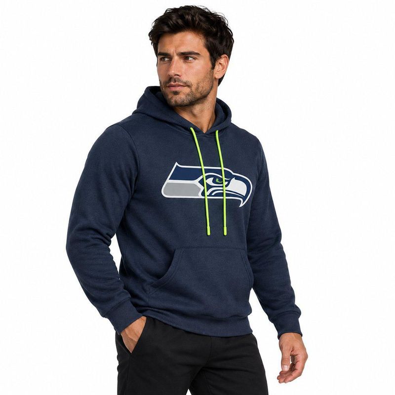 Sudadera Hoodie NFL Seattle Seahawks Manga Larga Azul Marino Hombre