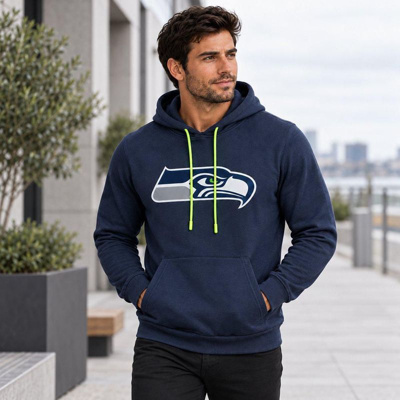 Sudadera Hoodie NFL Seattle Seahawks Manga Larga Azul Marino Hombre