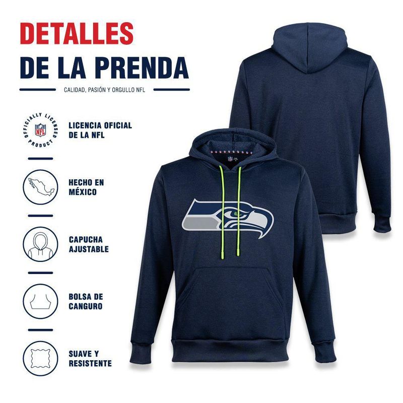 Sudadera Hoodie NFL Seattle Seahawks Manga Larga Azul Marino Hombre