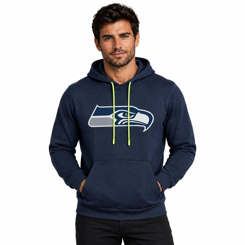 Sudadera Hoodie NFL Seattle Seahawks Manga Larga Azul Marino Hombre