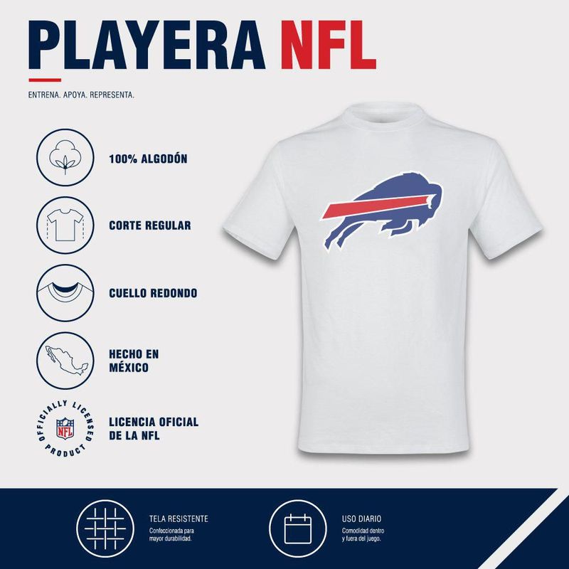 Playera Aficionado NFL Buffalo Bills Manga Corta Blanco Hombre