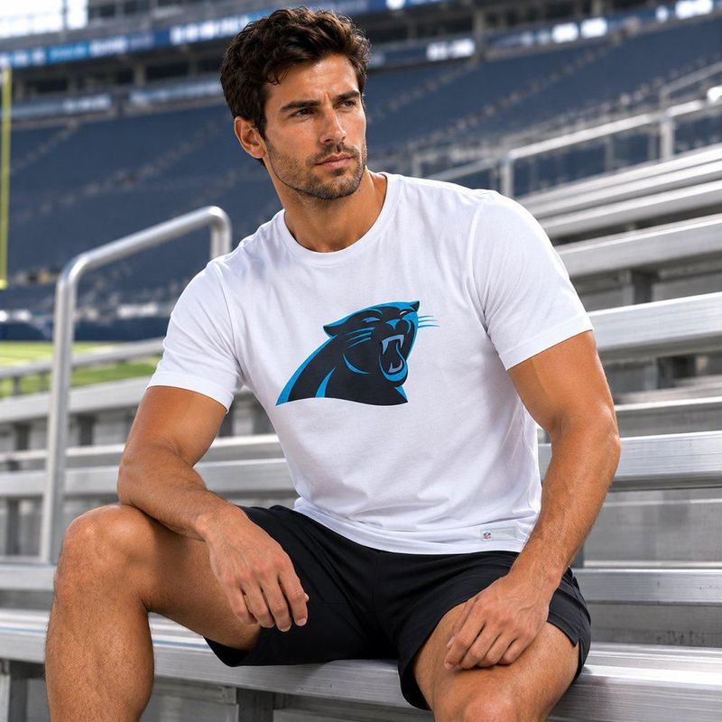 Playera Aficionado NFL Carolina Panthers Manga Corta Blanco Hombre