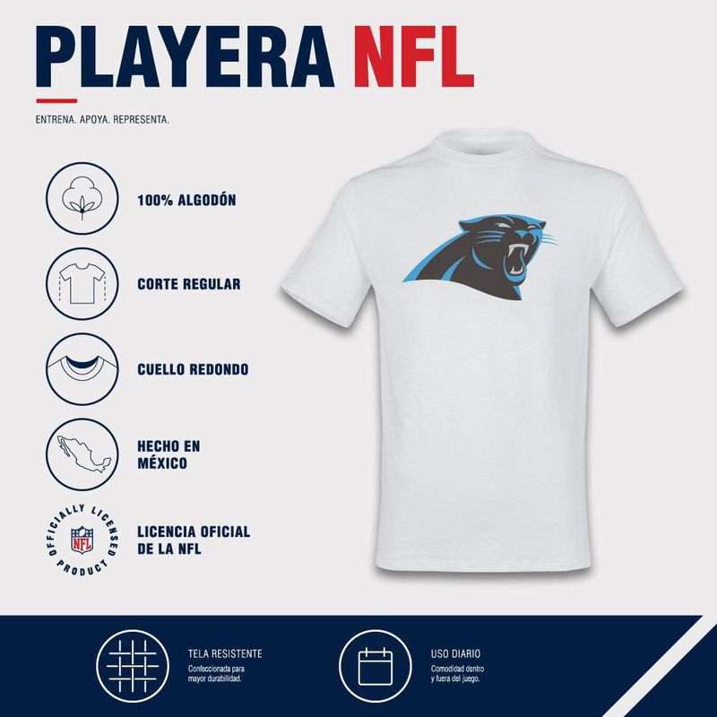 Playera Aficionado NFL Carolina Panthers Manga Corta Blanco Hombre