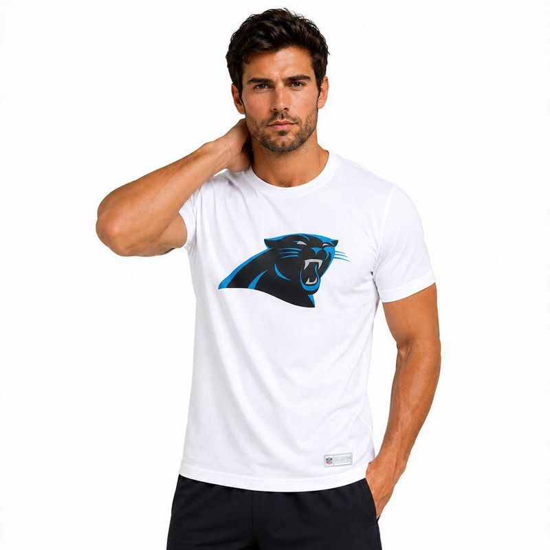 Playera Aficionado NFL Carolina Panthers Manga Corta Blanco Hombre