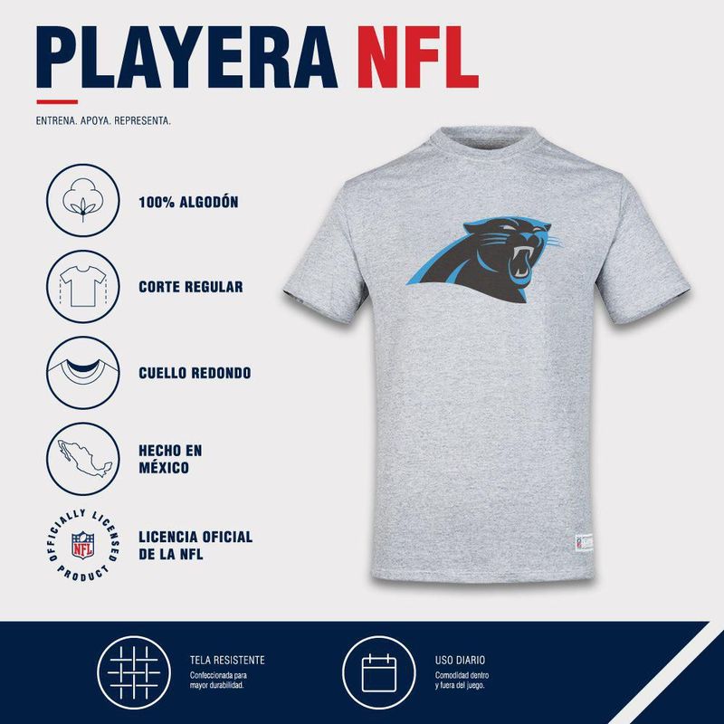 Playera Aficionado NFL Carolina Panthers Manga Corta Gris Hombre