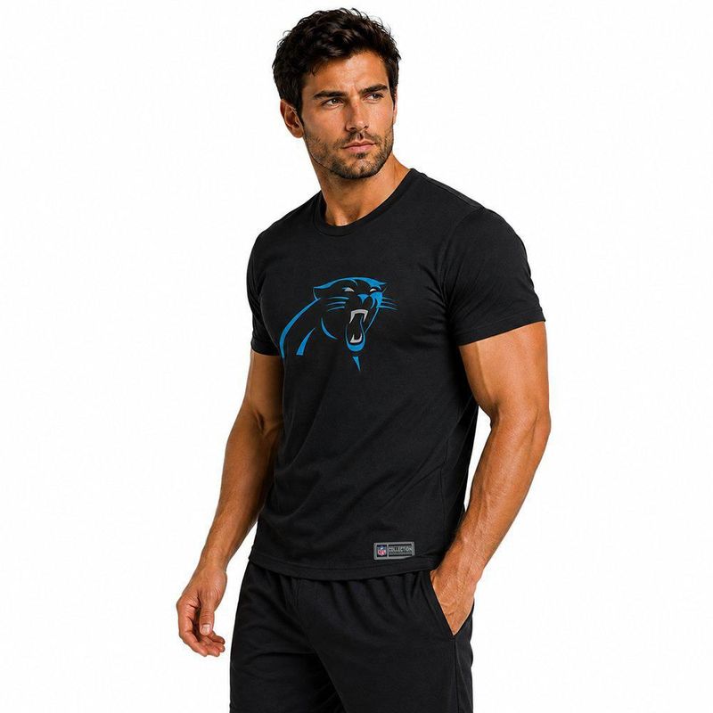 Playera Aficionado NFL Carolina Panthers Manga Corta Negro Hombre