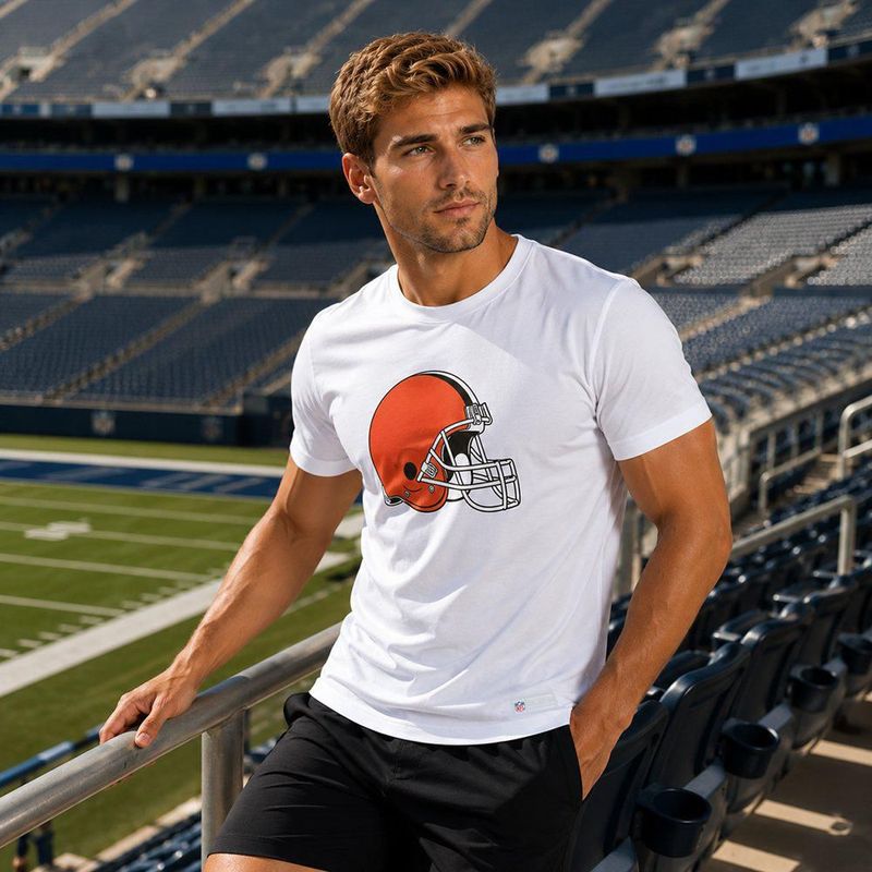 Playera Aficionado NFL Cleveland Browns Manga Corta Blanco Hombre