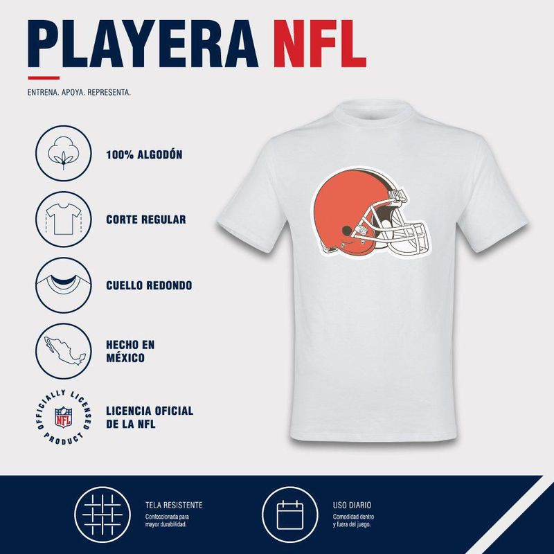 Playera Aficionado NFL Cleveland Browns Manga Corta Blanco Hombre