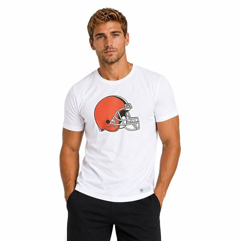 Playera Aficionado NFL Cleveland Browns Manga Corta Blanco Hombre