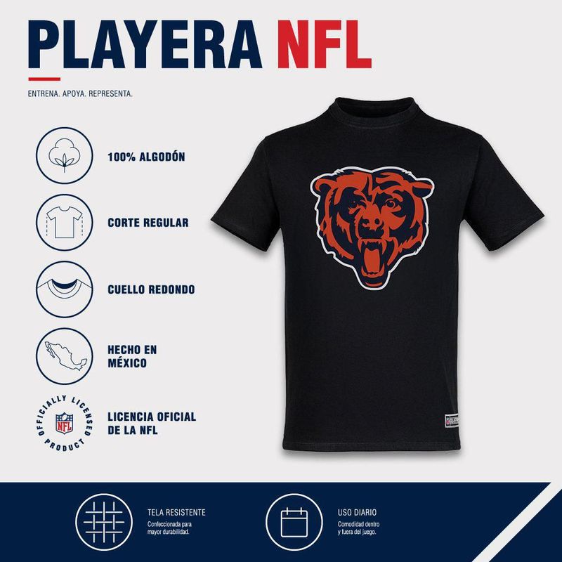 Playera Aficionado NFL Chicago Bears Manga Corta Negro Hombre