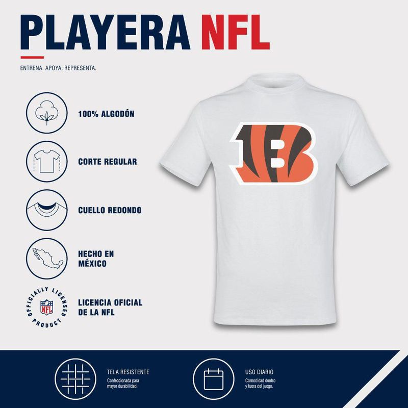 Playera Aficionado NFL Cincinnati Bengals Manga Corta Blanco Hombre