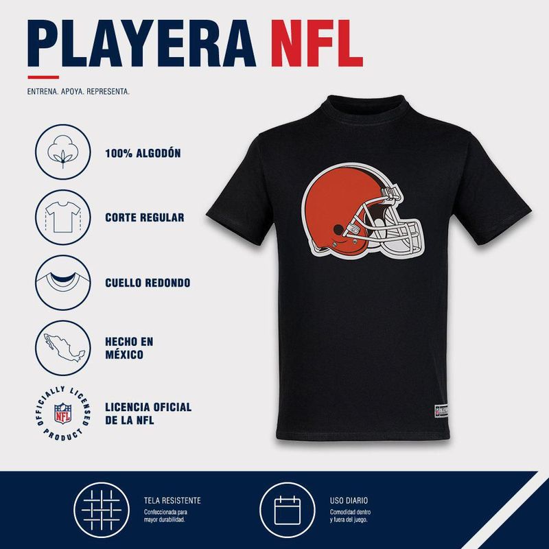 Playera Aficionado NFL Cleveland Browns Manga Corta Negro Hombre