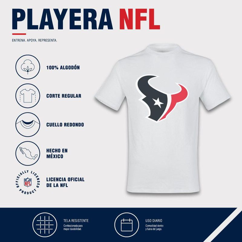 Playera Aficionado NFL Houston Texans Manga Corta Blanco Hombre