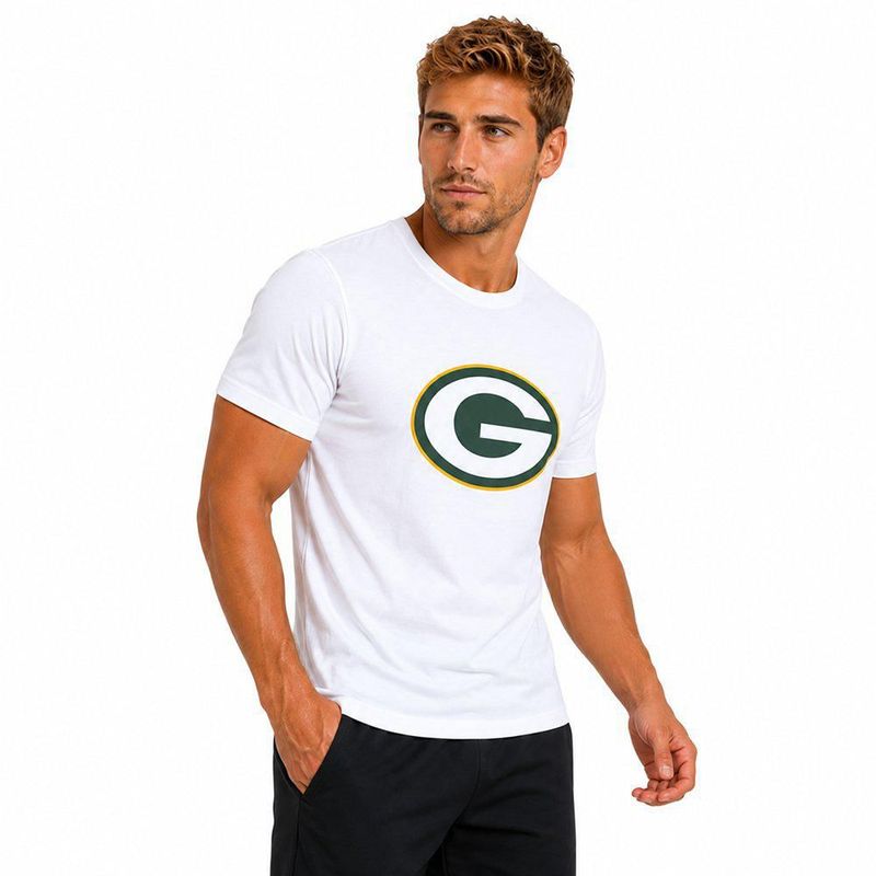 Playera Aficionado NFL Green Bay Packers Manga Corta Blanco Hombre