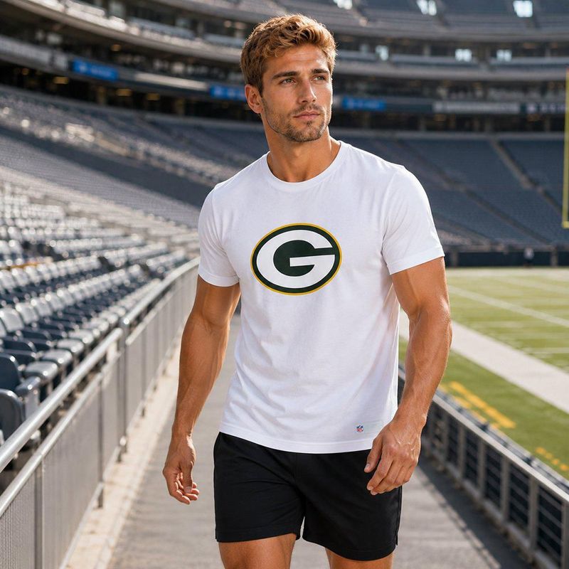 Playera Aficionado NFL Green Bay Packers Manga Corta Blanco Hombre