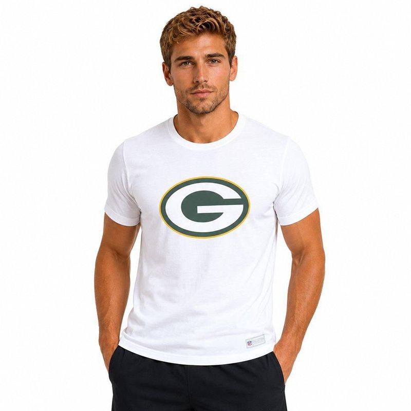 Playera Aficionado NFL Green Bay Packers Manga Corta Blanco Hombre