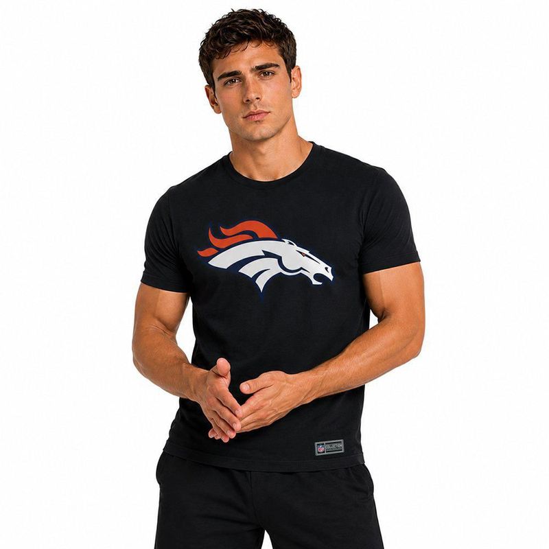 Playera Aficionado NFL Denver Broncos Manga Corta Negro Hombre