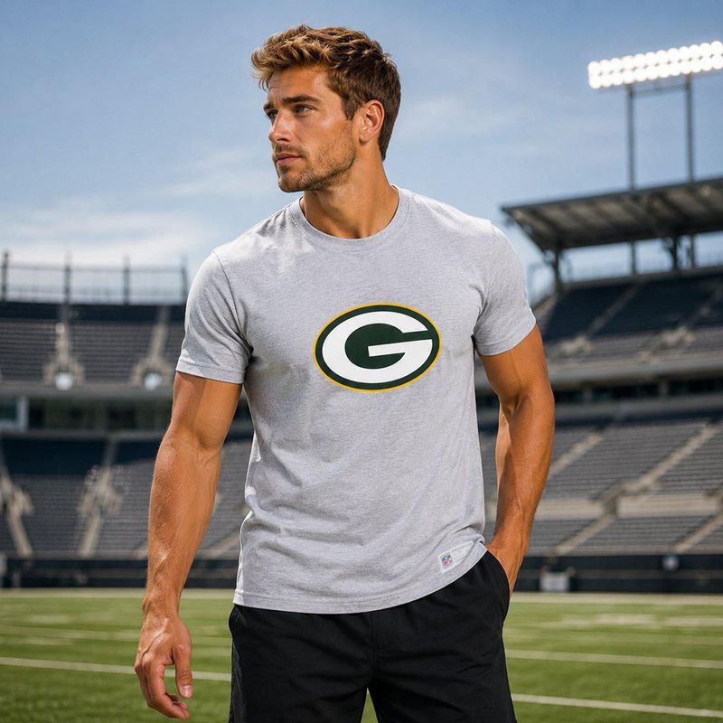 Playera Aficionado NFL Green Bay Packers Manga Corta Gris Hombre