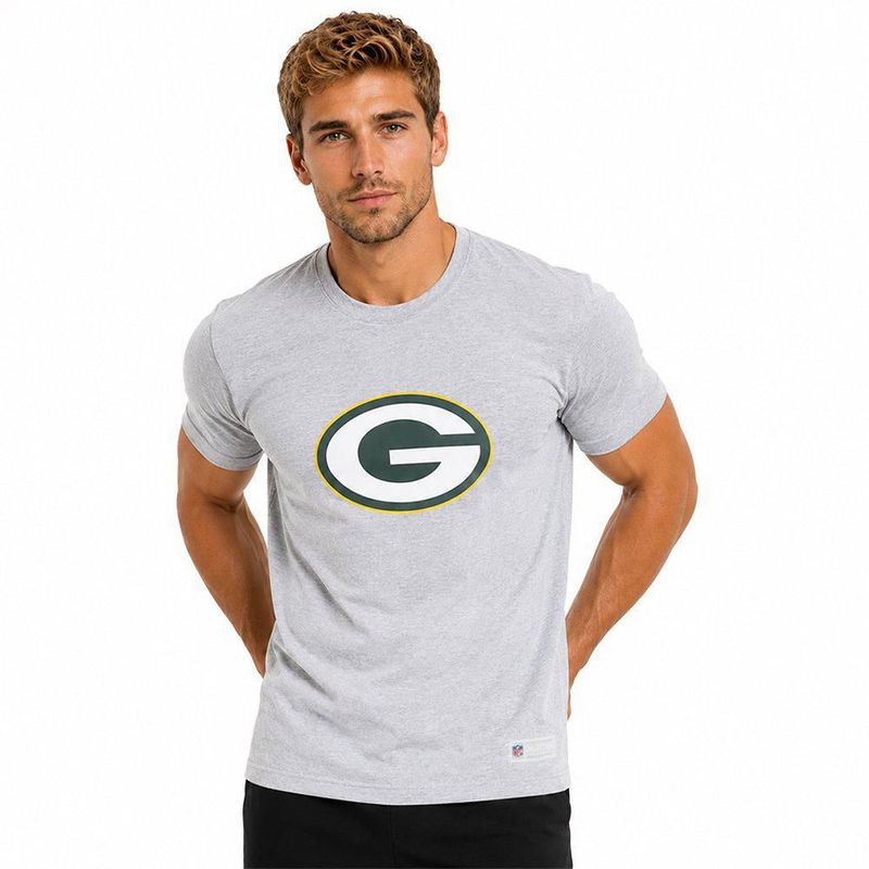 Playera Aficionado NFL Green Bay Packers Manga Corta Gris Hombre