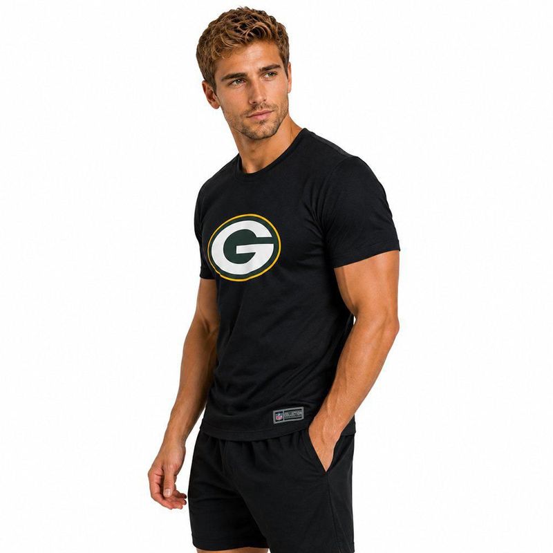 Playera Aficionado NFL Green Bay Packers Manga Corta Negro Hombre