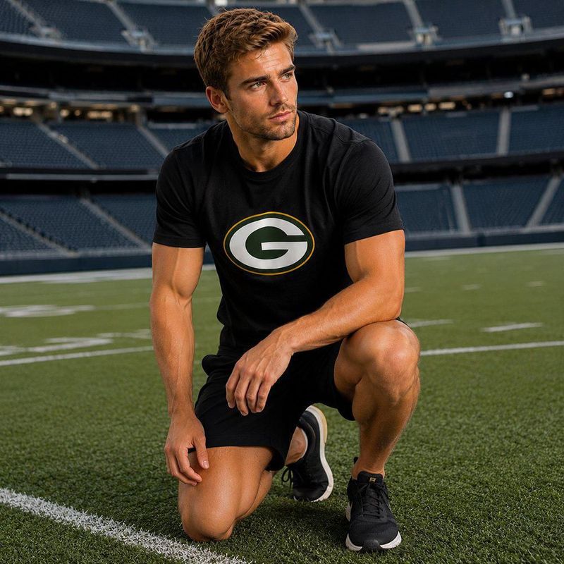 Playera Aficionado NFL Green Bay Packers Manga Corta Negro Hombre