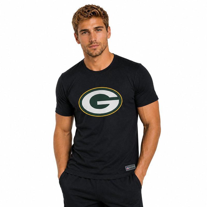 Playera Aficionado NFL Green Bay Packers Manga Corta Negro Hombre