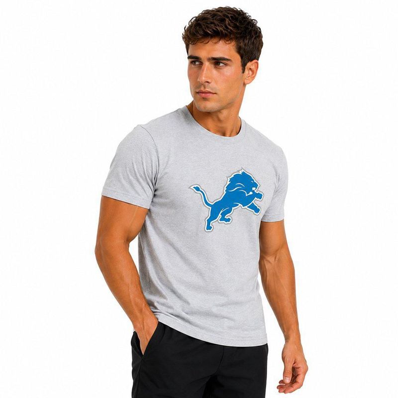 Playera Aficionado NFL Detroit Lions Manga Corta Gris Hombre