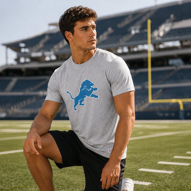 Playera Aficionado NFL Detroit Lions Manga Corta Gris Hombre