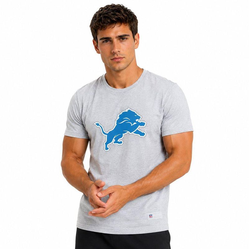 Playera Aficionado NFL Detroit Lions Manga Corta Gris Hombre