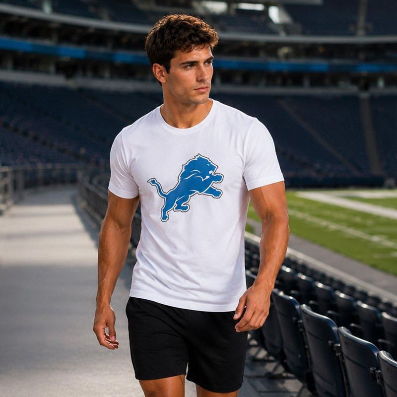 Playera Aficionado NFL Detroit Lions Manga Corta Blanco Hombre