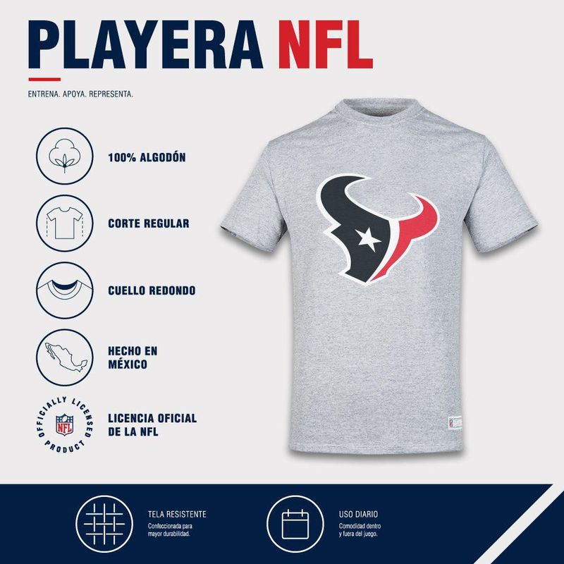 Playera Aficionado NFL Houston Texans Manga Corta Gris Hombre