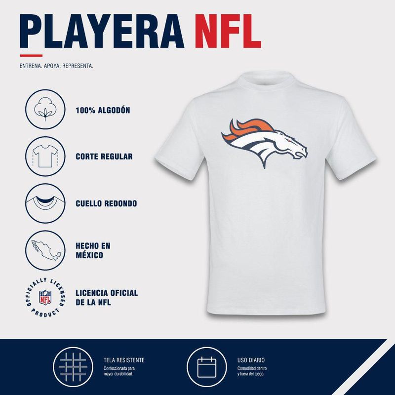 Playera Aficionado NFL Denver Broncos Manga Corta Blanco Hombre