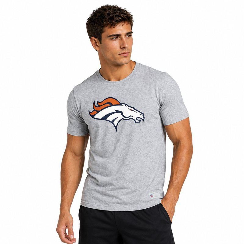 Playera Aficionado NFL Denver Broncos Manga Corta Gris Hombre