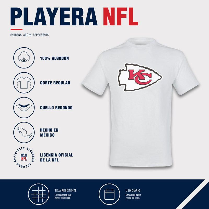 Playera Aficionado NFL Kansas City Chiefs Manga Corta Blanco Hombre