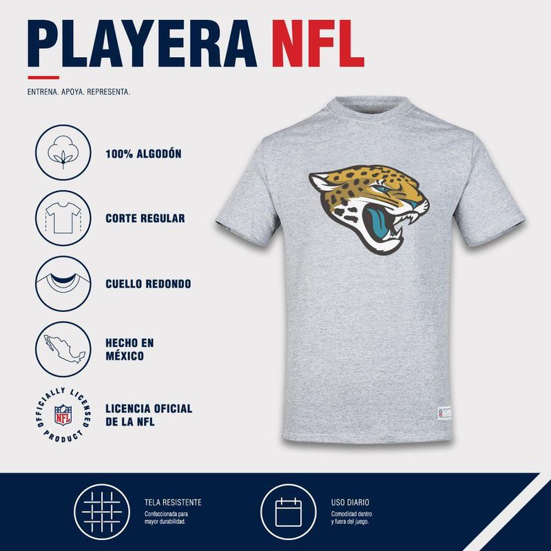 Playera Aficionado NFL Jacksonville Jaguars Manga Corta Gris Hombre