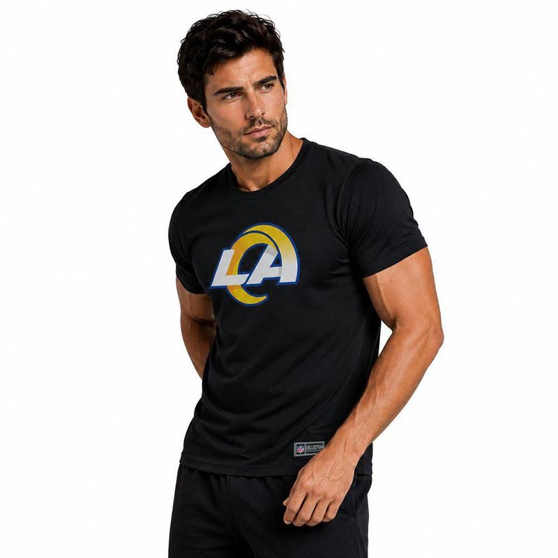 Playera Aficionado NFL Los Angeles Rams Manga Corta Negro Hombre
