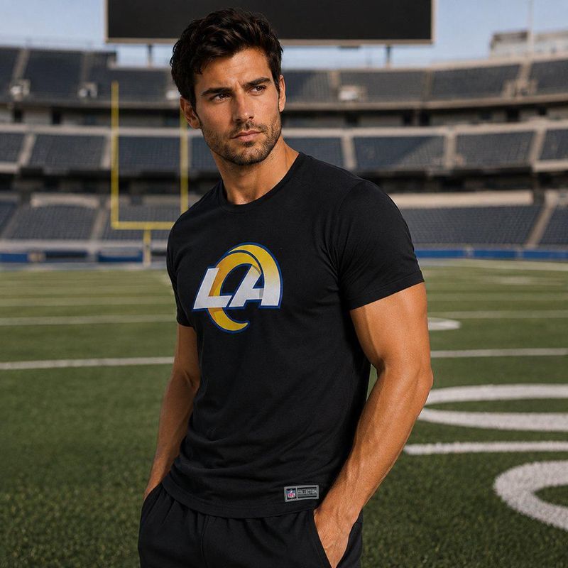 Playera Aficionado NFL Los Angeles Rams Manga Corta Negro Hombre