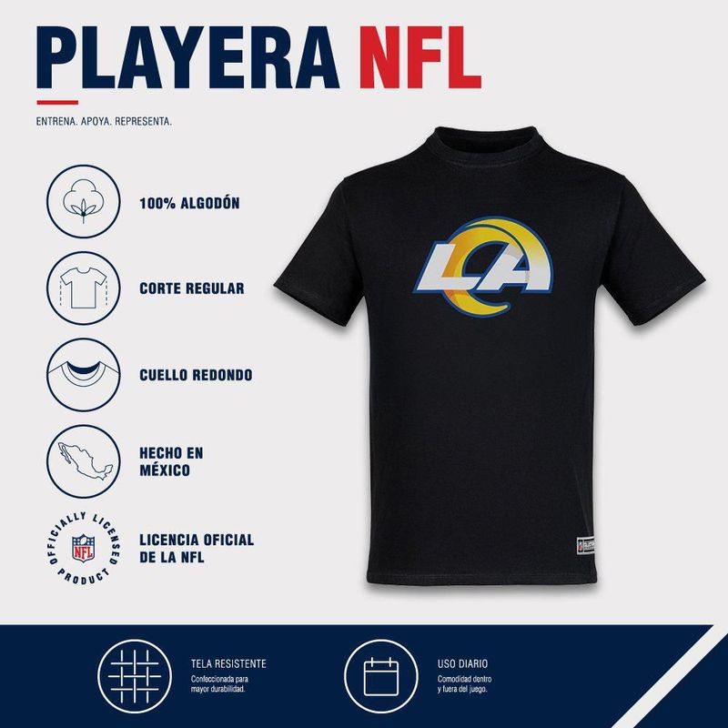 Playera Aficionado NFL Los Angeles Rams Manga Corta Negro Hombre
