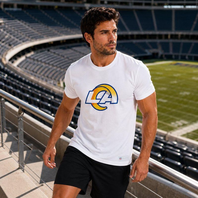Playera Aficionado NFL Los Angeles Rams Manga Corta Blanco Hombre