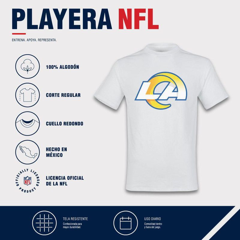 Playera Aficionado NFL Los Angeles Rams Manga Corta Blanco Hombre