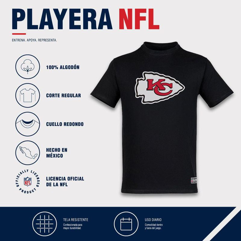 Playera Aficionado NFL Kansas City Chiefs Manga Corta Negro Hombre
