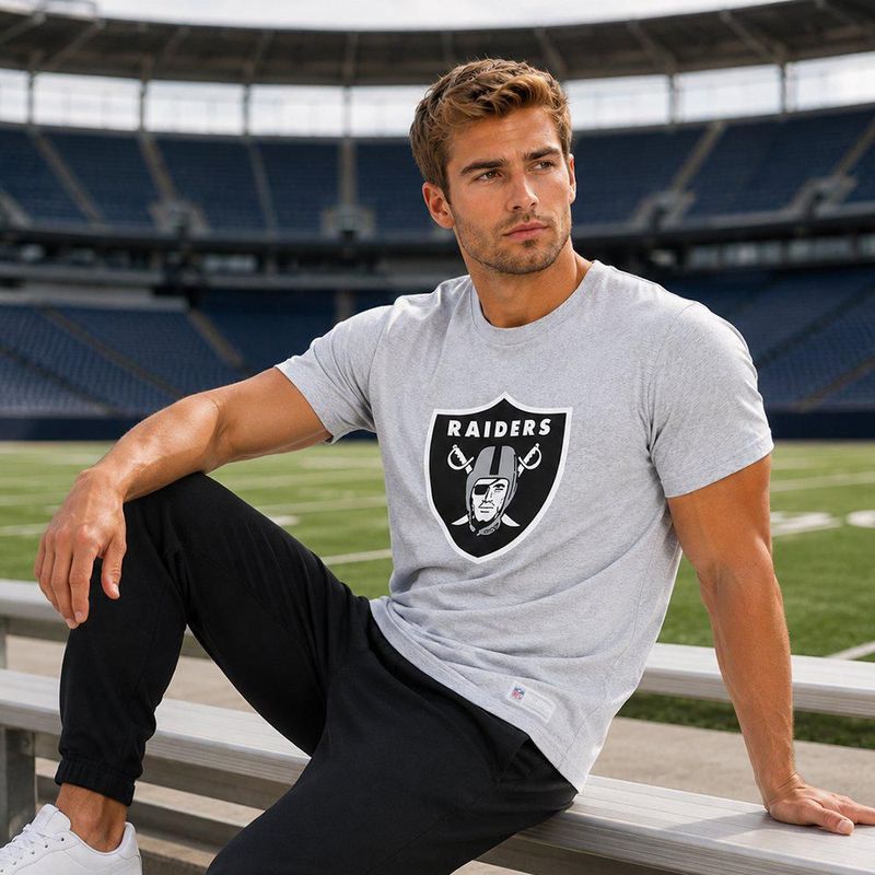 Playera Aficionado NFL Las Vegas Raiders Manga Corta Gris Hombre