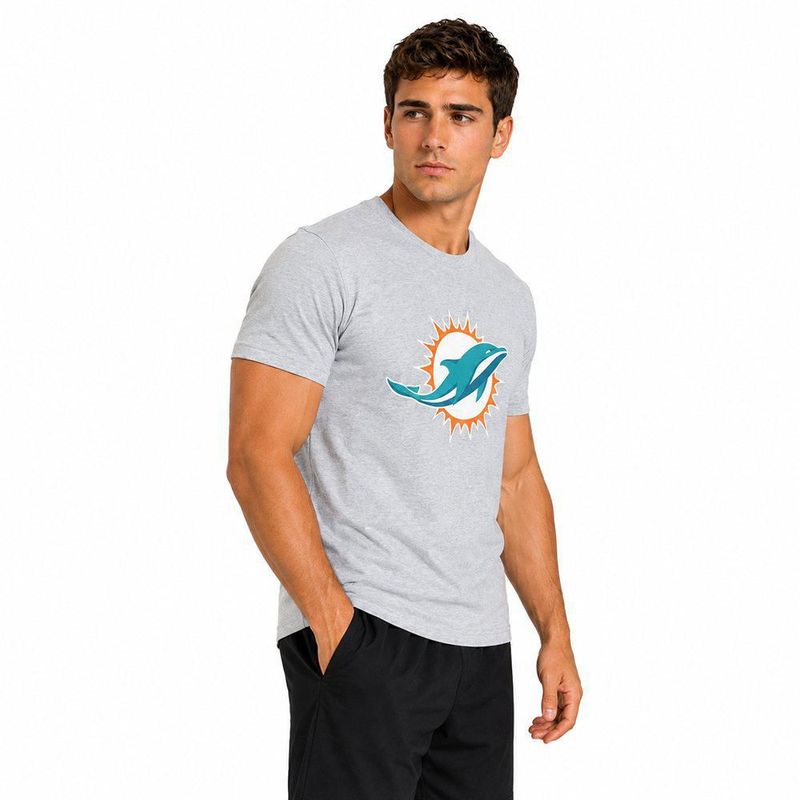 Playera Aficionado NFL Miami Dolphins Manga Corta Gris Hombre